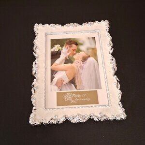 Vintage New Floral Designed Photo Frame 5”x7” Engraved Silver Picture Frame